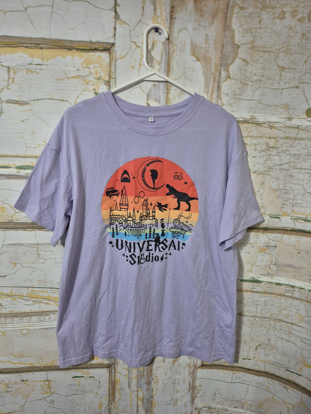 Universal Lavender Tee with Sunset Graphic